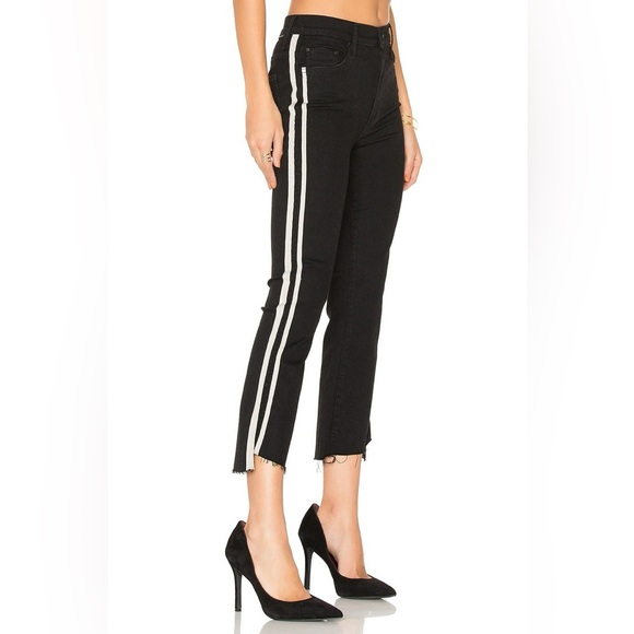 MOTHER Insider Crop Step Fray Guilty Racer Black High Rise Jeans Women’s Size 26 - Picture 1 of 4